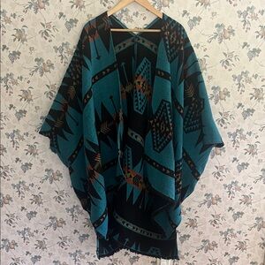 Spirit Hoods Geometric Patterned Poncho